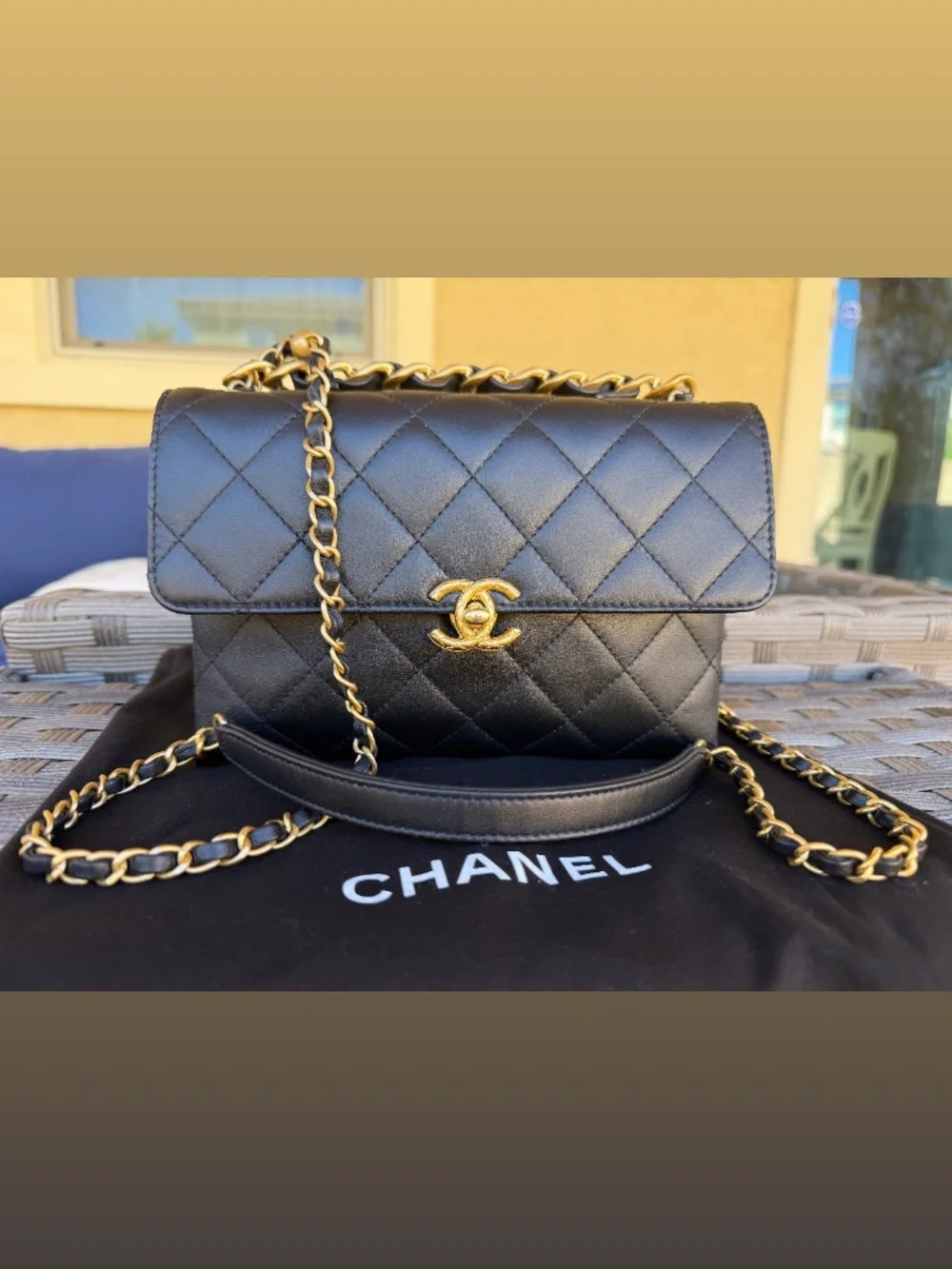 Chanel lambskin Quilted small chain flap